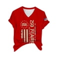 thumbnail image 3 of NMMUED Women's V Neck Patriotic Tops 4th of July Shirts 250th Anniversary Distressed Flag Graphic Tees Independence Day Summer Casual Short Sleeve Memorial Day Tees Red L, 3 of 9