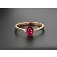 thumbnail image 2 of 8x6mm Oval Shape 1.5 Carat Trilogy Red Ruby And Moissanite Diamond Engagement Ring in 10k Rose Gold, 2 of 4
