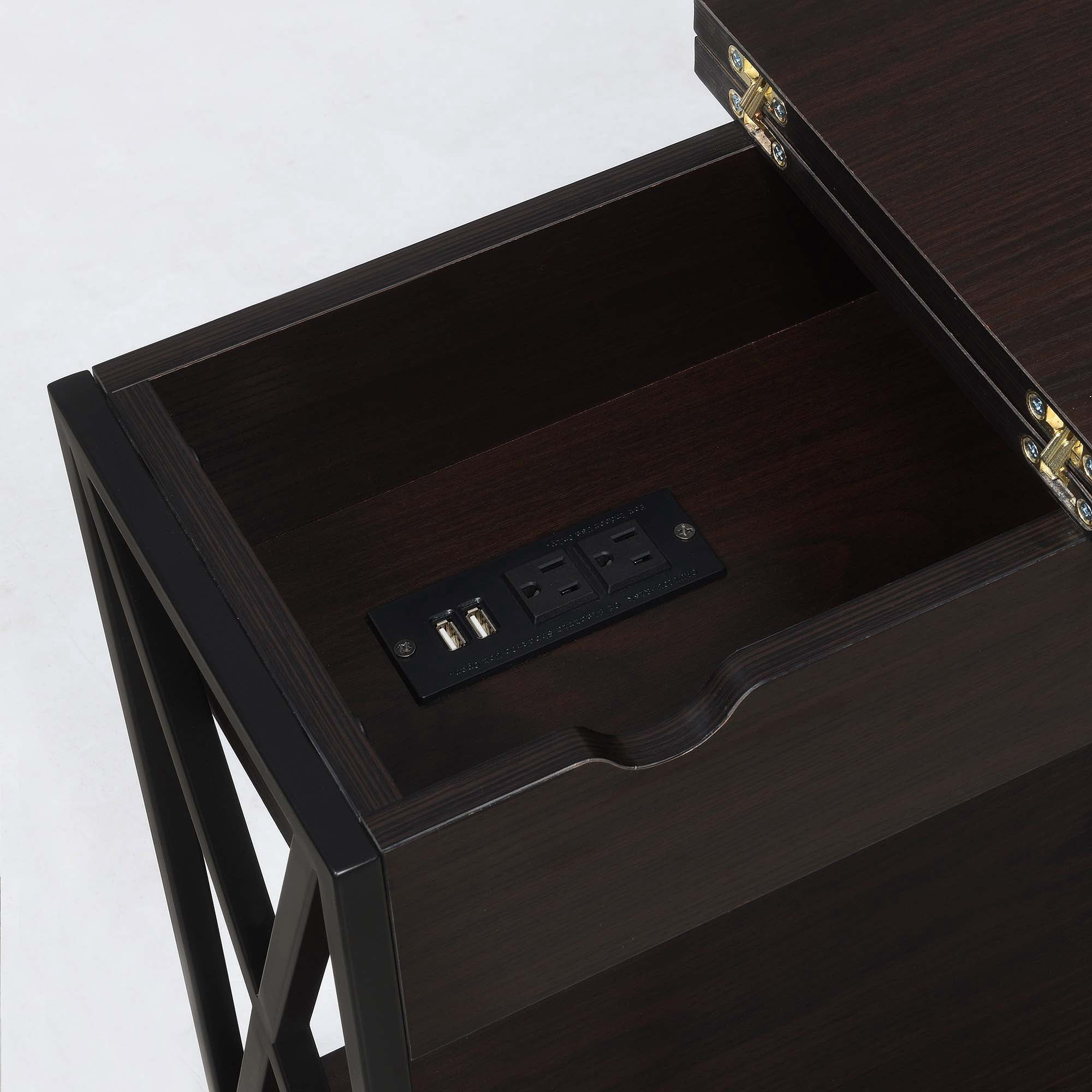 Convenience Concepts Tucson Flip Top End Table with Charging Station, Multiple Finishes