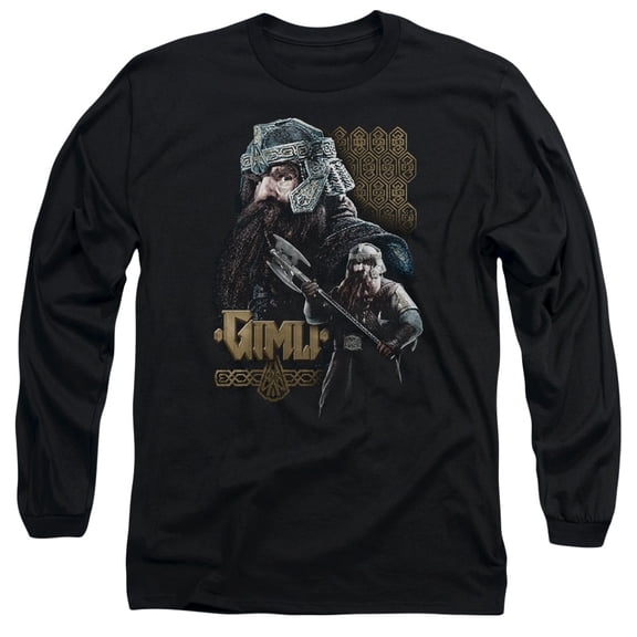 Lord of the Rings Gimli Long Sleeve Adult 18/1 T-Shirt Black