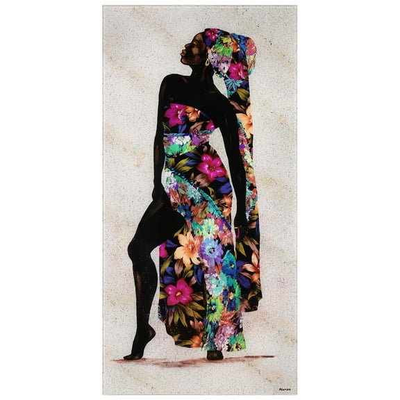 "Her Beauty I" Woman 72"x 36" Frameless Reverse Printed Tempered Art Glass Wall Art