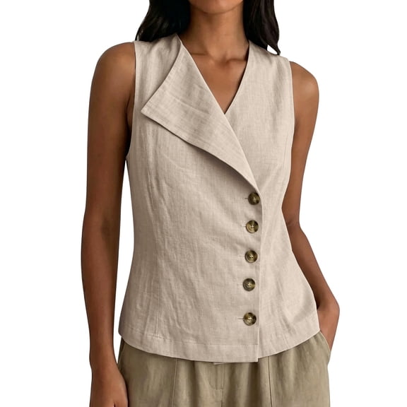 Vest Tops for Women Business Casual Dressy Vest for Women Lightweight Fashion Casual Womens Vest Travel Lightweight Vest for Women Beige L