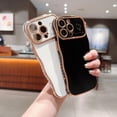thumbnail image 5 of for iPhone 15 Pro Max Case for Women Girls, Cute Wave Frame Curly Shape with Love Heart Raised Camera Protection Cover Luxury Plating Shockproof Phone Case for iPhone 15 Pro Max (White), 5 of 17