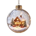 thumbnail image 2 of romoty Light Up Christmas Tree Ball Ornament, 3.15x3.15 Inch Clear LED Bauble with Snowy Forest Log Cabin for Tree Fireplace Decor, 2 of 7