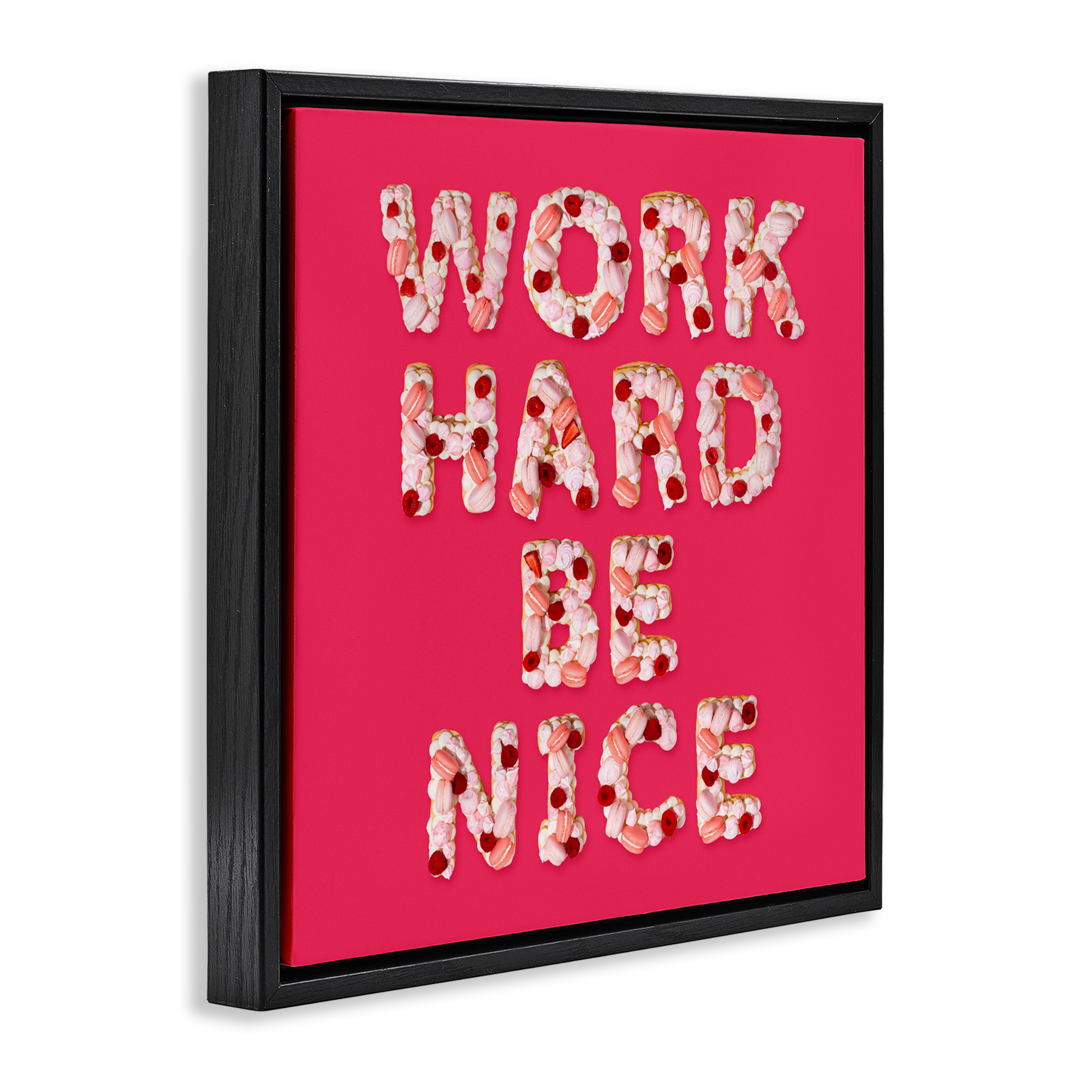 Work Hard Be Nice Black Framed Floater Canvas Wall Art, design by LISH Creative