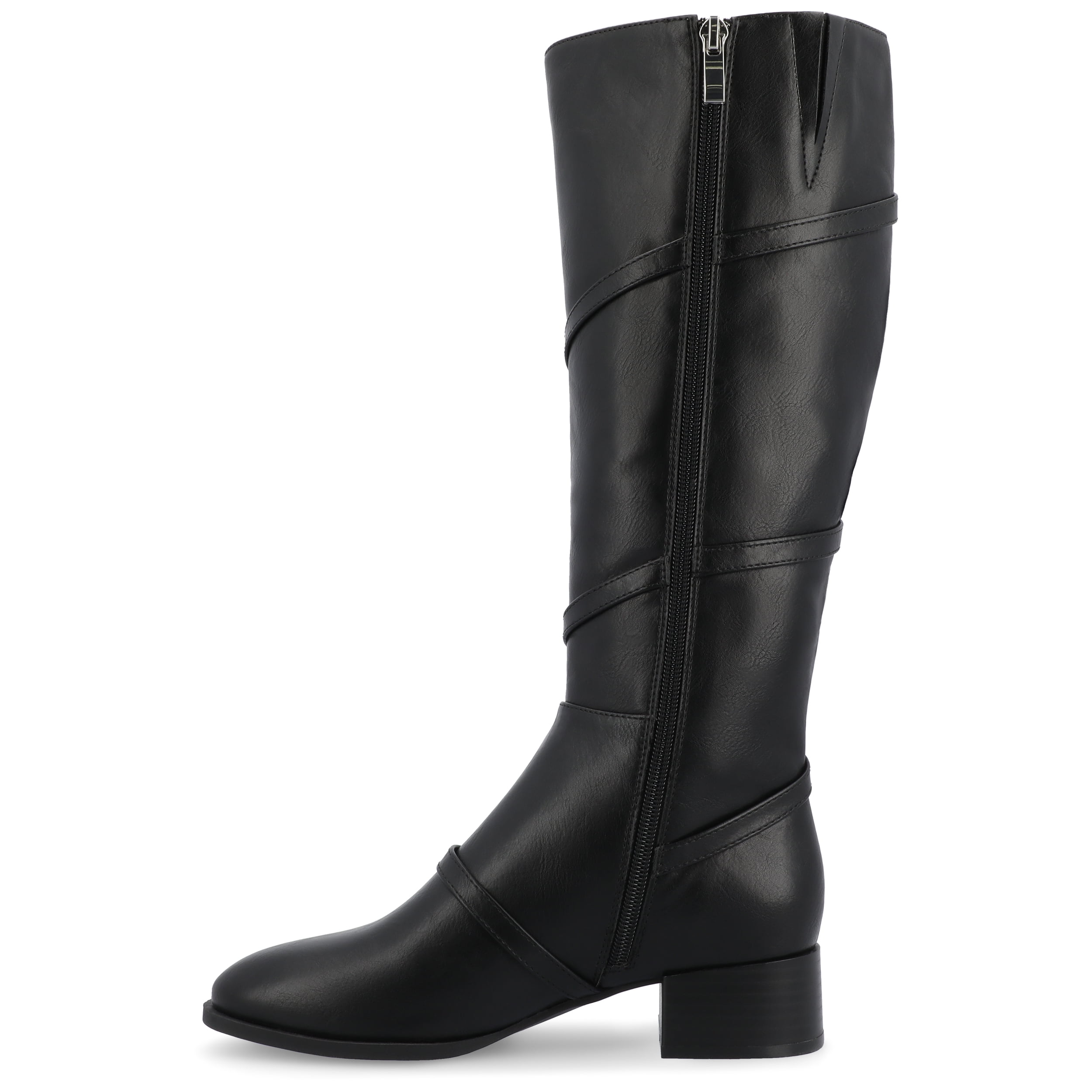 Journee Womens Elettra Stacked Block Heel Round Toe Boots