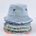 thumbnail image 3 of ZHAOCHENG Sombrero de pescador con agujero de vaquero, sombrero de pescador, sombrero de lavado lateral con flecos, sombrero para el sol, sombrero exterior plegable de secado rápido (borde de sombrero, 3 of 4