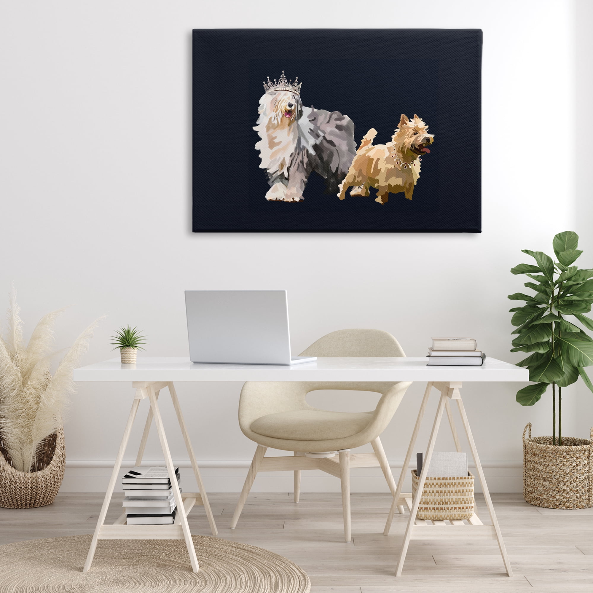 Stupell Industries Dog Duo with Crowns Animals & Insects Painting Gallery Wrapped Canvas Art Print Wall Art, 45 x 30