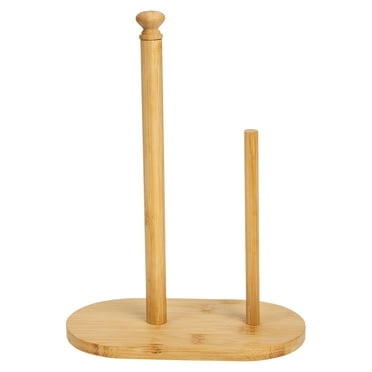 Wooden Stand Paper Towel Holder with Wood Base for Standard Rolls