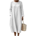 thumbnail image 2 of HAPIMO Women Maxi Dress With Round Neck Loose For Loungewear And Travel White XXL, 2 of 8