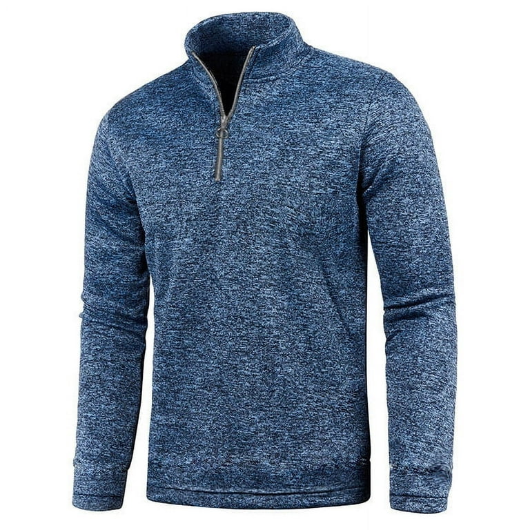 WREESH Mens Fashion Henley Shirts Zip Up Stand Collar Long Sleeve 