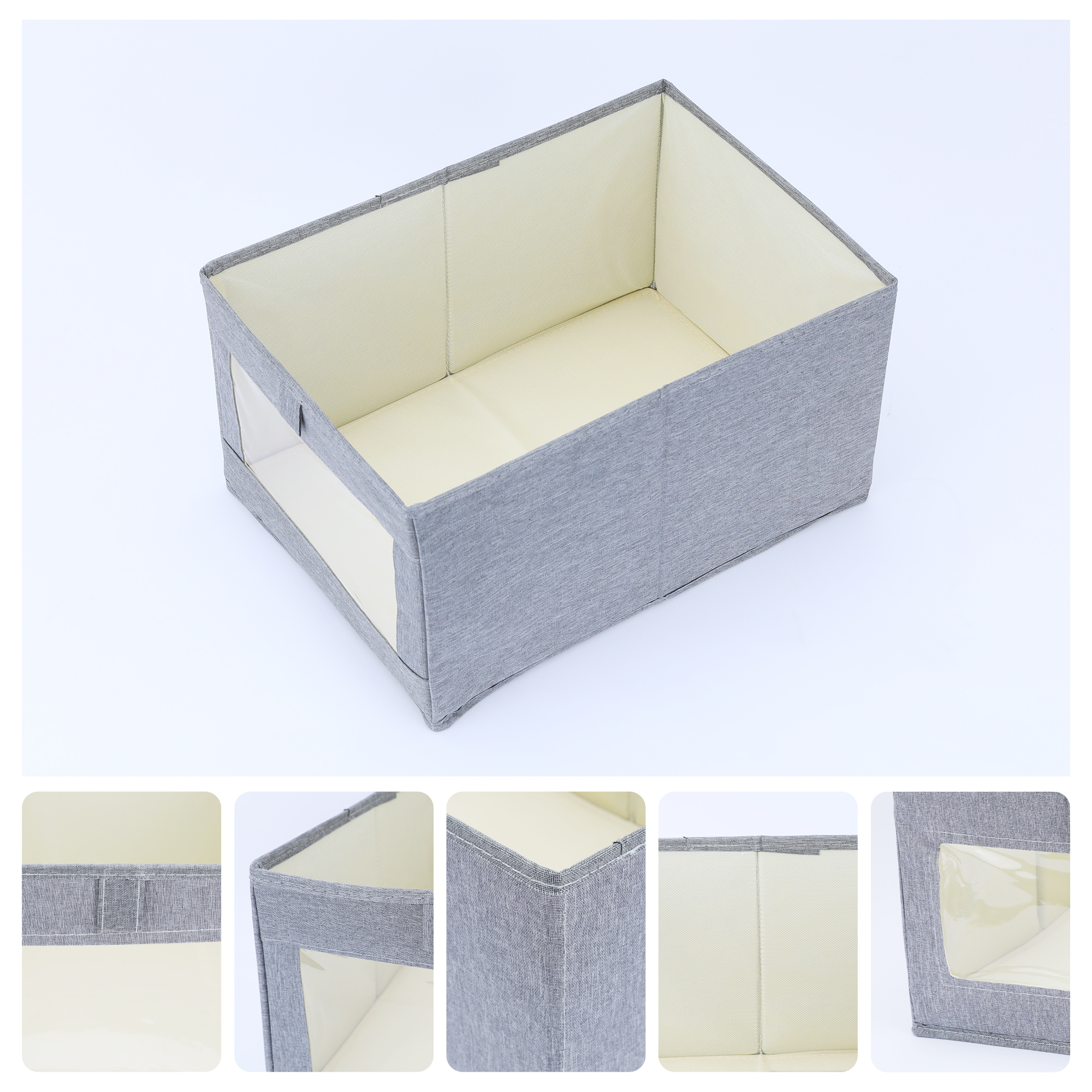 Unique Bargains Fabric Storage Bin 1 Pack Collapsible Storage Basket for Organizing Gray