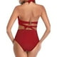 thumbnail image 3 of Conjunto de bikini para mujer Traje de baño de dos piezas Traje de baño de talle alto con tirantes finos en la parte delantera, 3 of 5