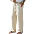 thumbnail image 1 of Straight Leg Pants for Men Casual Loose Polyester Drawstring Beach Pants 1 Pc, 1 of 6
