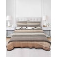 thumbnail image 3 of Brown Beige Stripes Twin XL Size Down Alternative Comforter,Lightweight Comforter Quilt Bedding Set with Pillow Shams Geometric Painting Neutral Textured Bed Comforter Duvet Insert 68"x98", 3 of 7