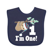 Inktastic First Birthday Sloth 1 Year Old Boys or Girls Baby Bib