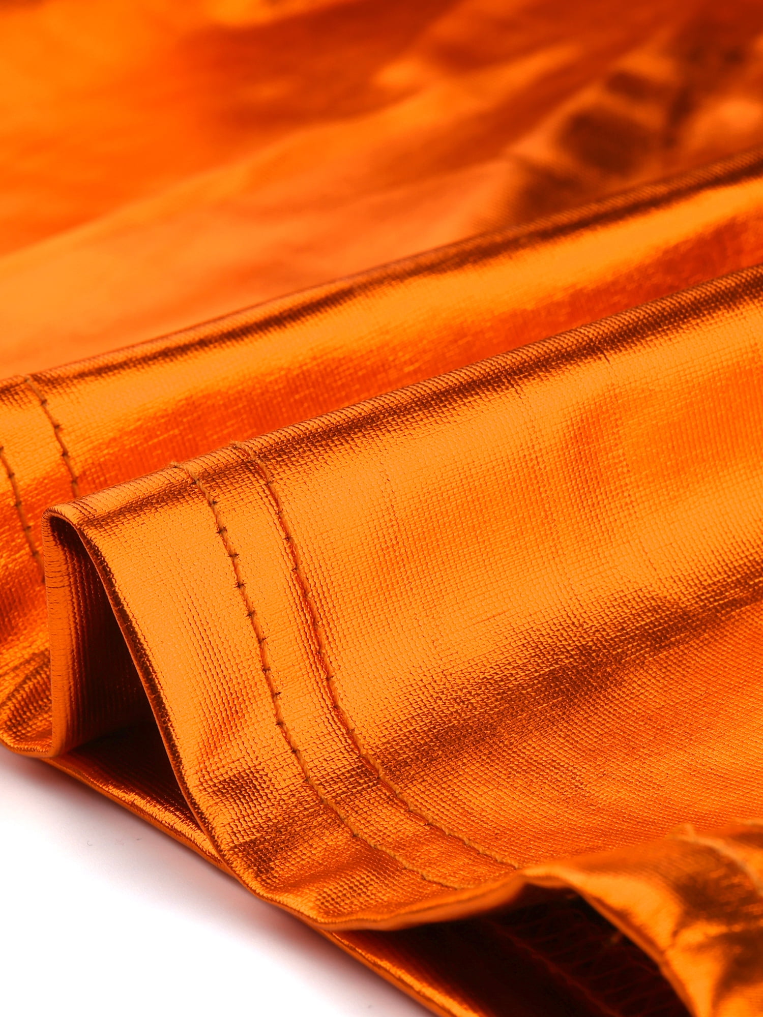 DARING DIVA Women's U Neck Sleeveless Shiny Metallic Crop Top S Orange