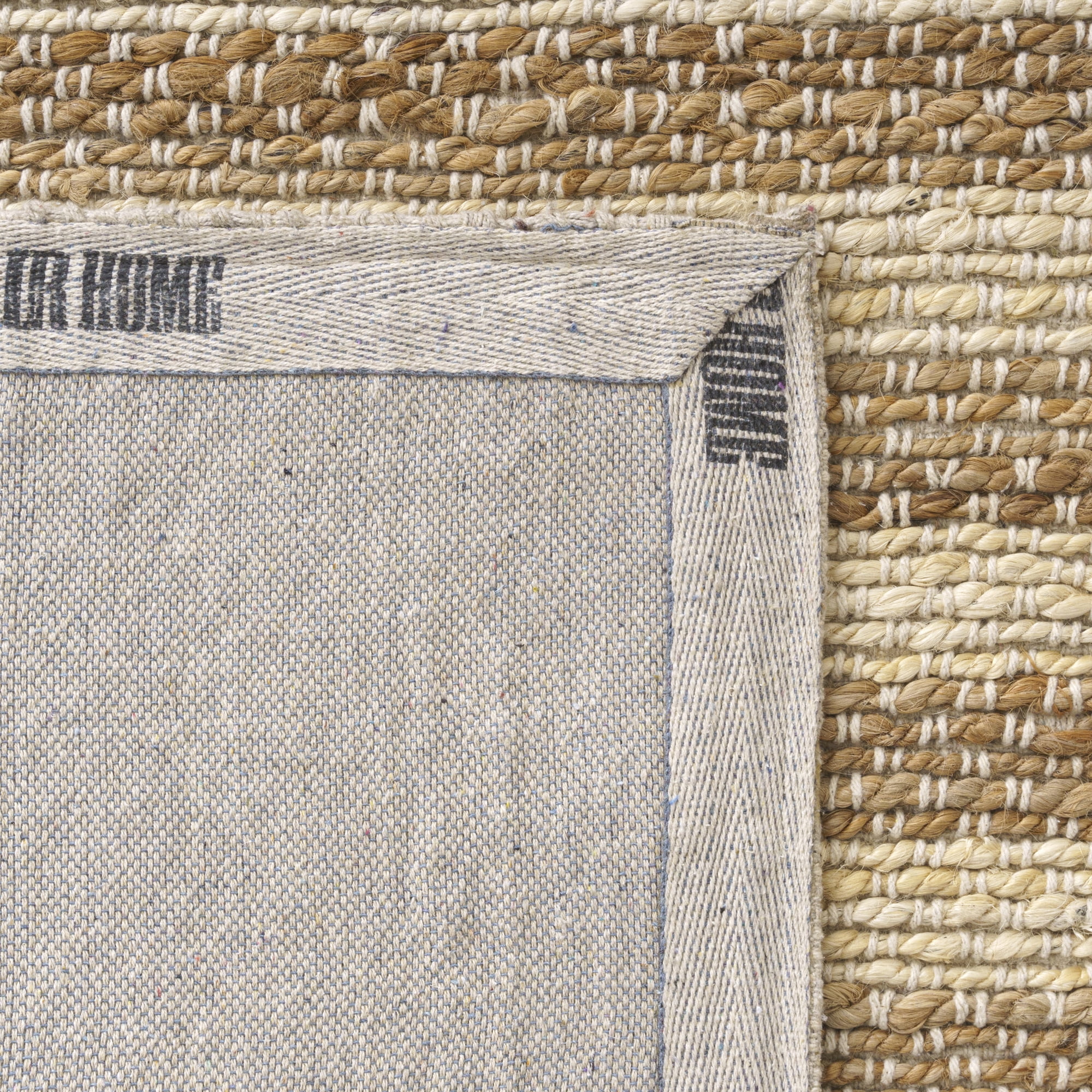 Ox Bay Ollie Striped Farmhouse Jute Hand-Woven Indoor Runner Rug, White/Natural, 2'6" x 7'9"