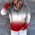 thumbnail image 4 of WEAIXIMIUNG Chandails en Molleton Courts pour Femmes Chandail à Capuchon Automne et Hiver Style de Rue Changeant Progressivement de Couleur Col à Boutons Poche Cordon de Serrage Chandail à Capuchon de Sport Décontracté (2), 4 of 5