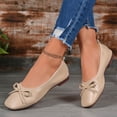 thumbnail image 6 of Womens Square Toe Ballet Flats - Slip On Comfortable Casual Shoes for Women with Bow, Everyday Flats in Khaki,Size 7.5, 6 of 9