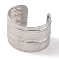 thumbnail image 2 of 2pcs 304 Stainless Steel Cuff Bangles for Women Texture Stainless Steel color 1-3/4 inch(4.3cm) Inner Diameter: 2-3/8 inch(6cm), 2 of 3