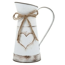 MERRYHAPY White Rustic Metal Flower Vase Vintage Style Decorative Bucket for Home Decor
