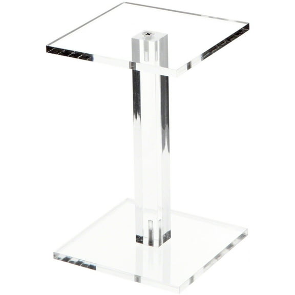 Plymor Clear Acrylic Square Barbell Pedestal Display Riser, 6.5" H x 4" W x 4" D (1/4" thick)