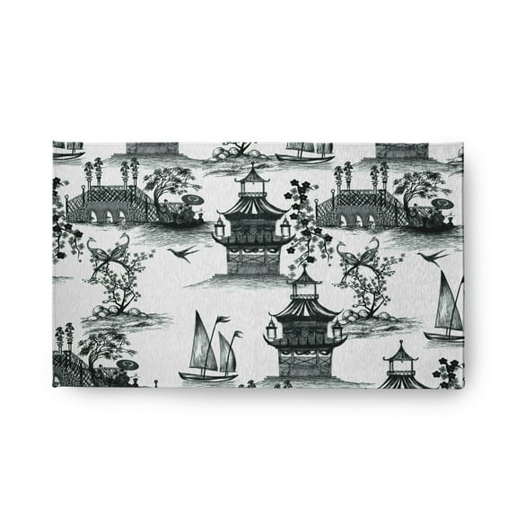 18" x 30" Simply Daisy China Old Oriental Chenille Area Rug, Black