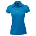 thumbnail image 2 of A2Y Women's Basic Casual 4-Button Junior-Fit PK Ring Spun Cotton Pique Polo Shirt Turquoise L, 2 of 6