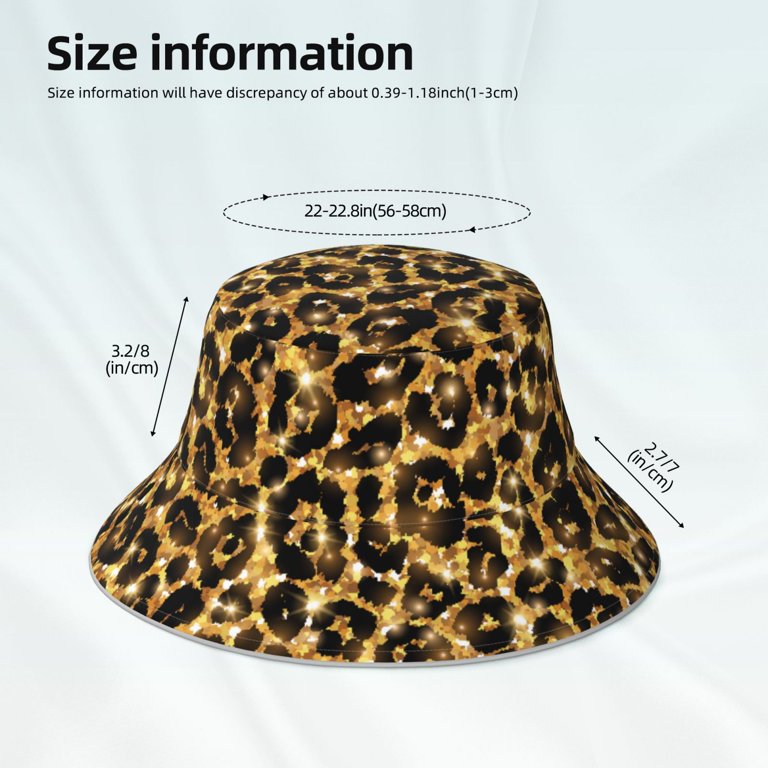 Vsdgher Gold Glitter Leopard Print Bucket Hat for Men&Women 