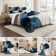 thumbnail image 6 of Twin XL Quilt Set 68''x98'', Navy Blue Brown Lightweight Summer Bedspread Coverlet Set with 2 Pillow Shams, Modern Geometric Abstract Art Breathable All Season Quilt Bedding for Dorm/Guest Room, 6 of 9