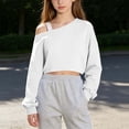 thumbnail image 6 of ShomPort Girls Off Shoulder Sweatshirt Long Sleeve Cute Crop Pullover Drop Shoulder Loose Casual Wear Tops, 6 of 7