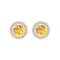 thumbnail image 3 of 1.3 Ct Round Cut Halo Studs Yellow Natural Citrine 14K Rose Solid Solid Gold Everyday Dainty Earrings Screw Back, 3 of 7