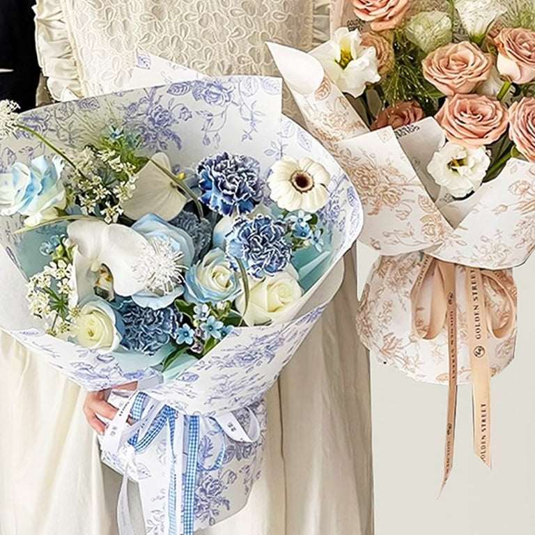 GQDIN Floral Wrapping Paper Mini Roll x Pink White