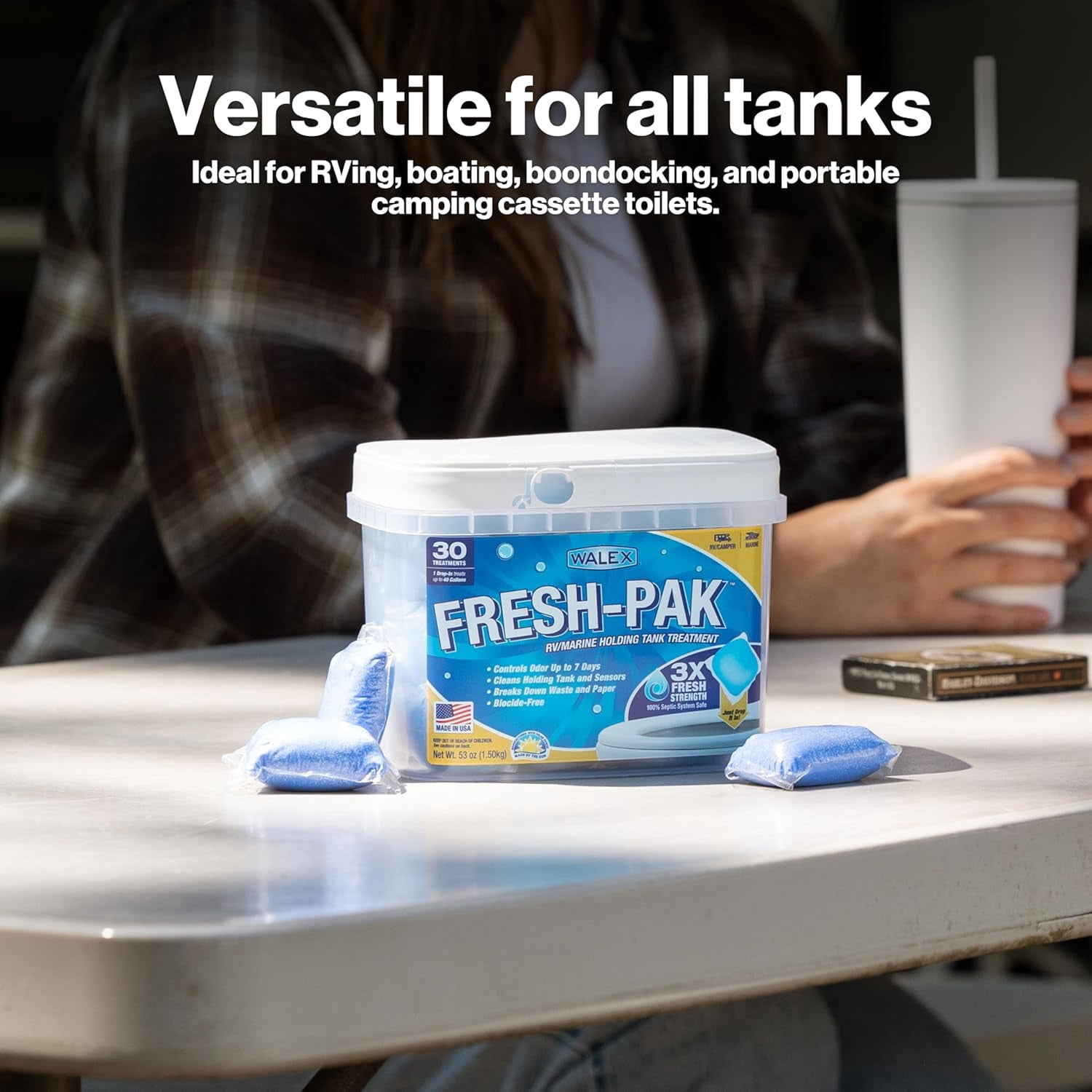 (2 pack) Walex Fresh-Pak RV & Marine Holding Tank Deodorizer, Fresh Scent, 30 Treatments