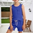 thumbnail image 2 of oqasdz Boys Summer Outfits Sleeveless Crew Neck Undershirts Kids Tank Tops and Shorts with Pockets Casual Athletic Clothes Sets, 2 of 5