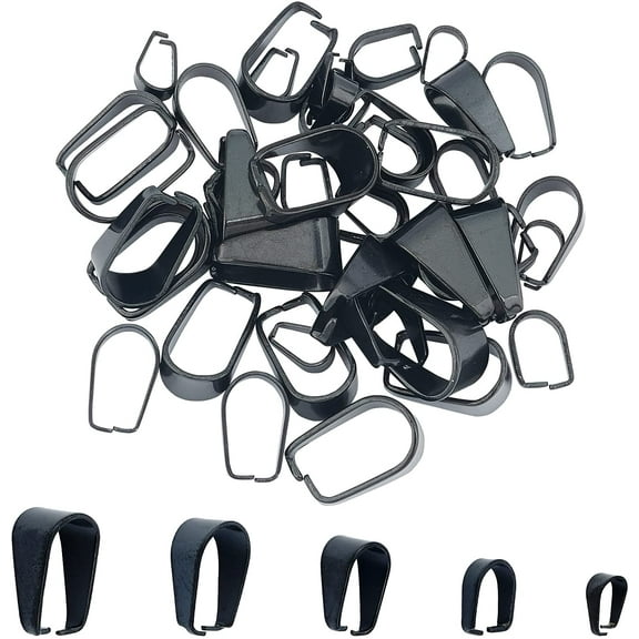 50pcs 5 Sizes Black Stainless Steel Snap On Bails Ice Pick Pinch Clasp Connector Findings for 7-13mm Pendant Necklace Jewelry Making for making