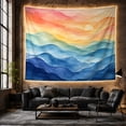 thumbnail image 4 of Rainbow Mountain Ridges under a Hazy Sun, Dreamy Watercolor for Nature Lovers, Spectrum Landscape Art, Housewarming Gift, Tapestry Wall Hanging for Bedroom and Living Room, 4 of 5