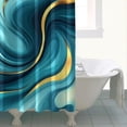 thumbnail image 4 of Teal and Gold Marble Splatter Pattern Shower Curtain 72"x84" ,Bathroom Decorative Shower Curtains Set with 12 Hooks,Modern Waterproof Washable Shower Curtain, 4 of 6