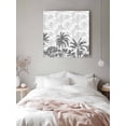 thumbnail image 3 of Canvas Print Wall Art Summer Tropical Plants Palm Trees Grey Plants Texture Framed Canvas Art Wall Decor Pictures Painting Morden Artwork for Living Room Bedroom, Ready to Hang, 24"x24", 3 of 4
