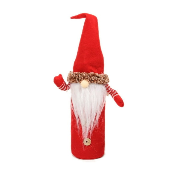 Toystoory Cubierta de botella de vino de Navidad sin rostro manga de hombre mayor con barba telas no tejidas sombrero de Navidad ropa cubiertas de champán Kits de decoración para fiestas Rojo Toystoory HA068241-01