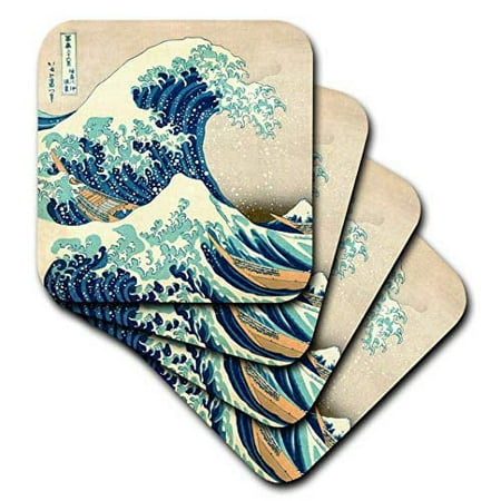 

The Great Wave off Kanagawa by Japanese artist Hokusai - dramatic blue sea ocean Ukiyo-e print 1830 set of 4 Coasters - Soft cst-155631-1