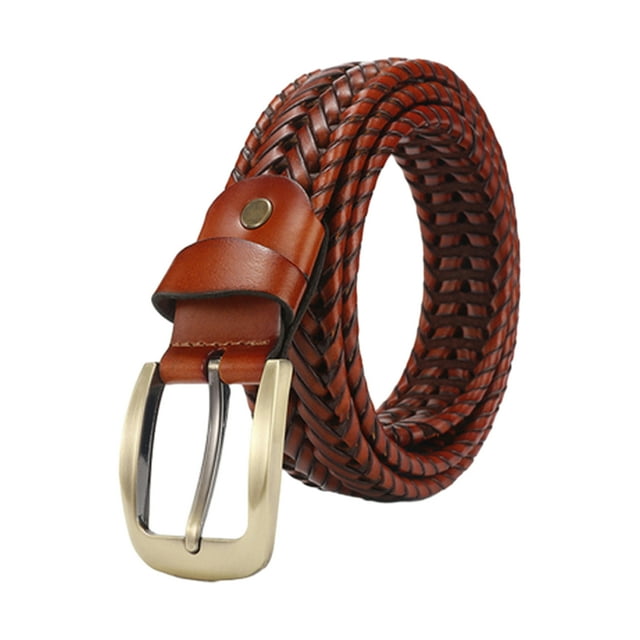 Guardurnaity Cinturón trenzado de cuero de primera calidad para hombre, cinturón de cuero informal tejido ajustable para pantalones vaqueros Cinturones Marrón claro