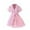Pink, variant on little Girl Dresses Fashion Color Matching Lapel Short Sleeve Lace Up Fashion Girls Pageant Dress