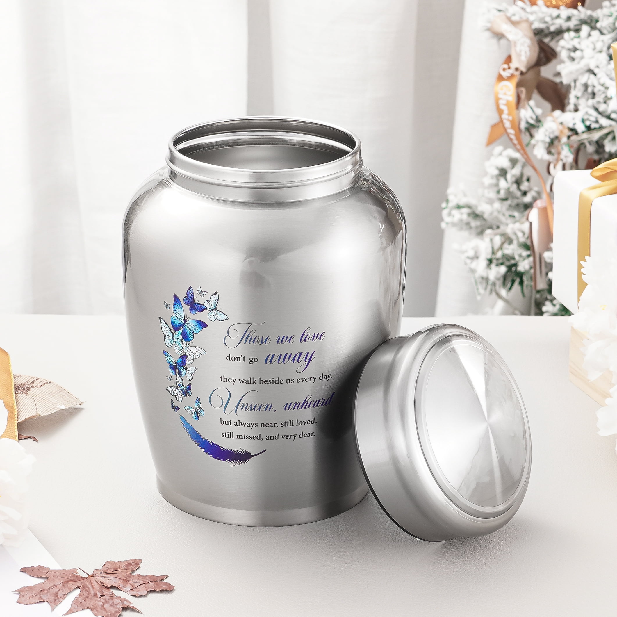 XIUDA Large Urns for Adult Male Female-Decorative Urns, Stainless Steel Funeral Keepsake for Ashes Remains Cremation Urn for Human Ashes for Women Man