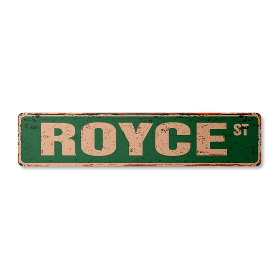 ROYCE Vintage Plastic Street Sign Childrens Name Room Sign | Indoor/Outdoor | 24" Wide
