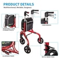 thumbnail image 4 of Andador Planetwalk Premium de 3 ruedas para personas mayores: andador plegable ultraligero de aluminio con tres ruedas, color rojo brillante., 4 of 5