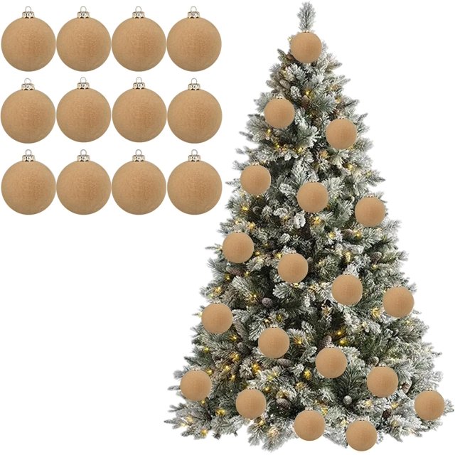 12 bolas de terciopelo para adornos navideños, 3,15'', adornos flocados para árbol de Navidad, bolas de terciopelo para adornos de árbol de Navidad, decoración de corona (#09)