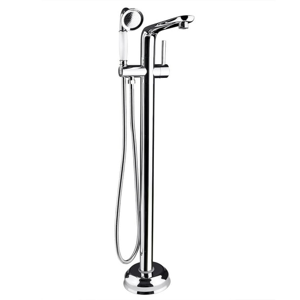 AKDY 34" Freestanding Bathtub Faucet Floor Mount Tub Filler Handheld Bath Wand Shower Lever