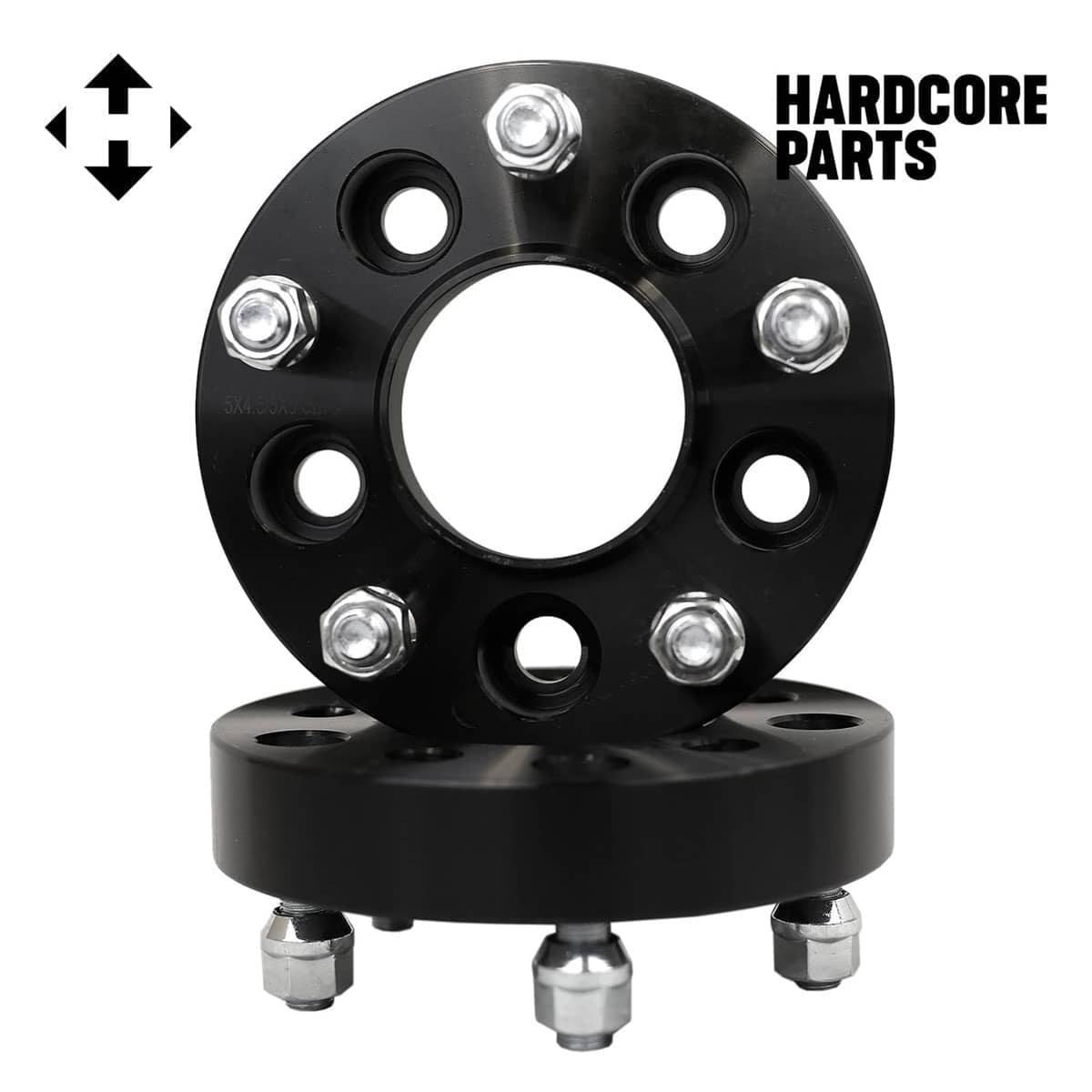 2 QTY BLACK WHEEL ADAPTERS 5X4.5 TO 5X5 1.25" ADAPTS JEEP JK WHEELS